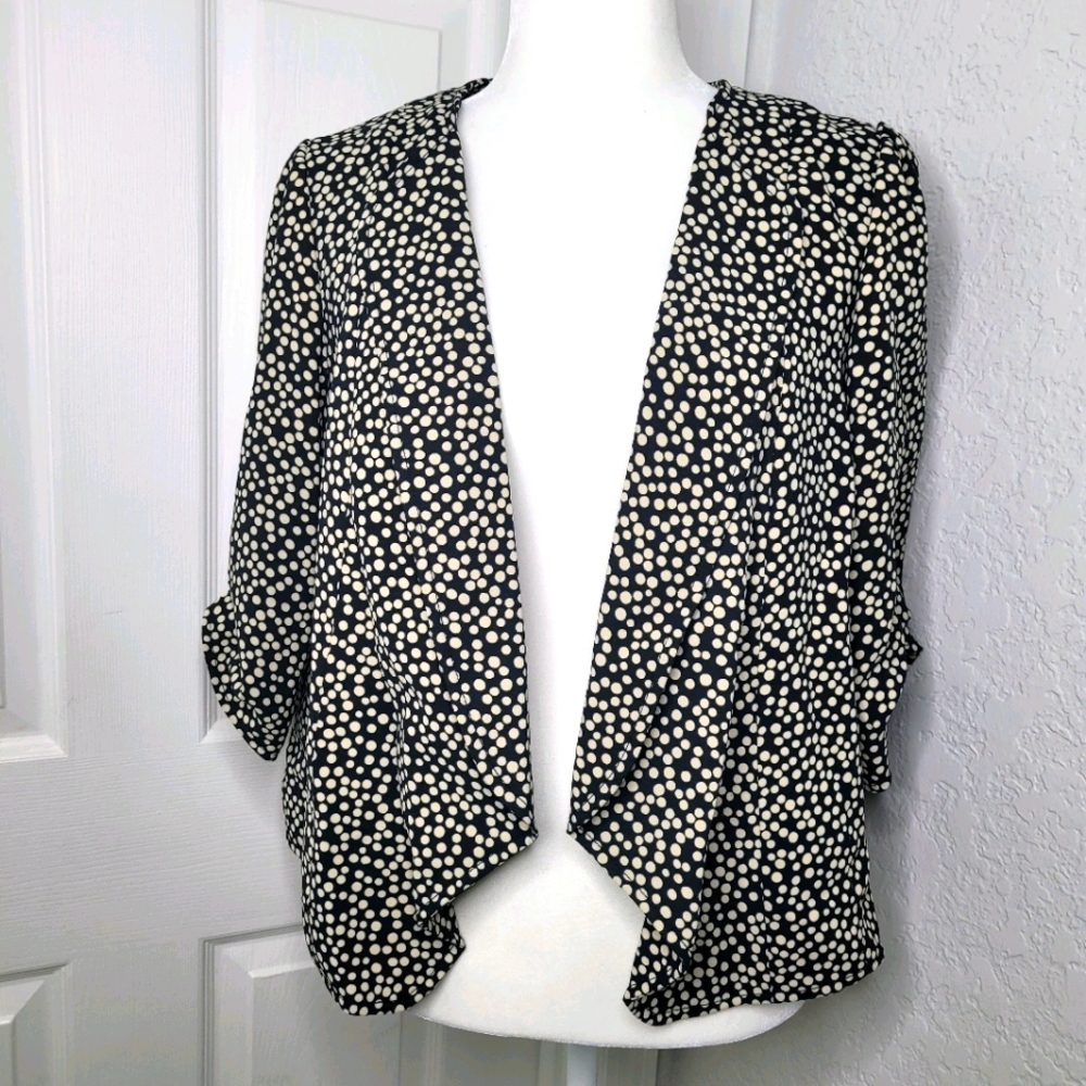 LOFT Black and Cream Polka Dot Blazer